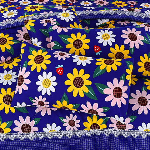 Premium Summer King Size Soft Cotton Comforter Set - 7-Piece