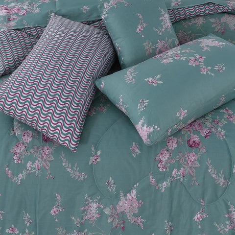 Premium Summer King Size Soft Cotton Comforter Set - 7-Piece